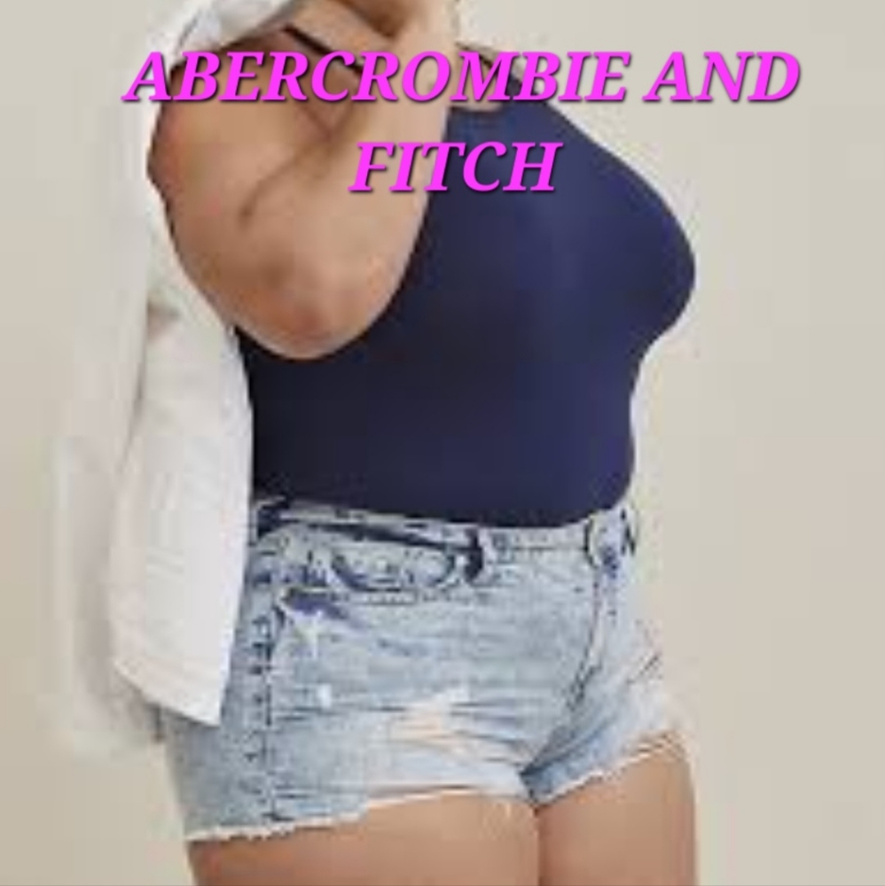 Abercrombie and Fitch The Mom light wash high rise ripped plus size shorts